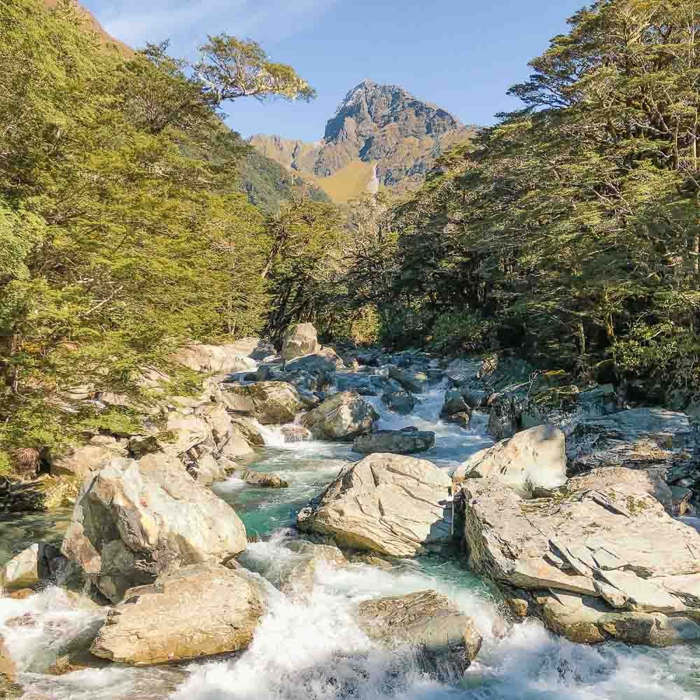 Small waterfall along Routeburn Track in Glenorchy