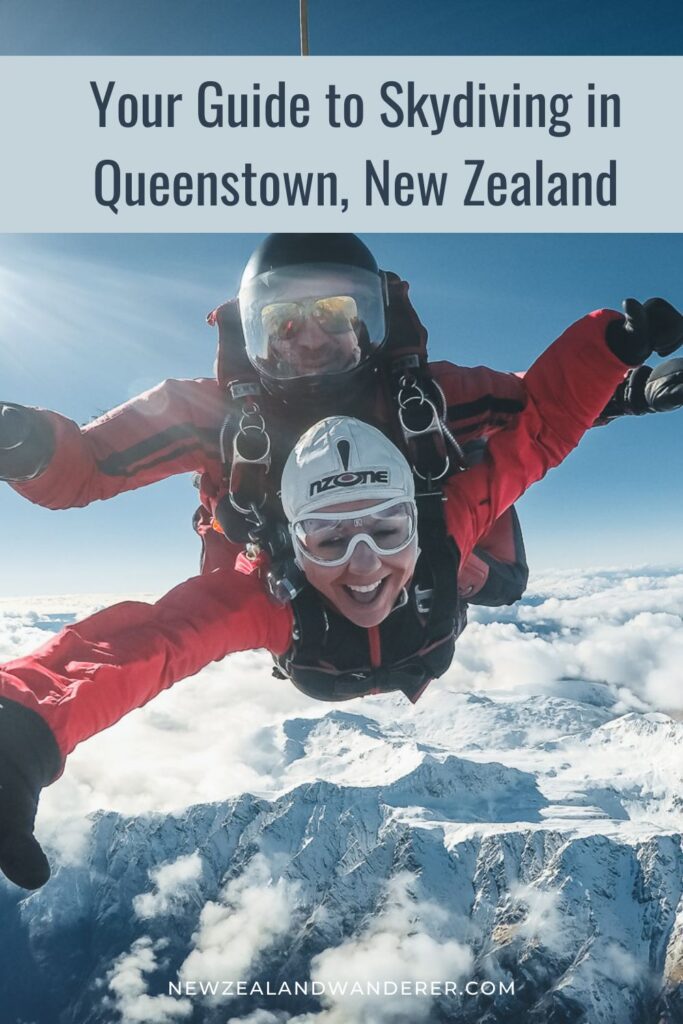 Pinterest cover for skydiving in Queenstown New Zealand