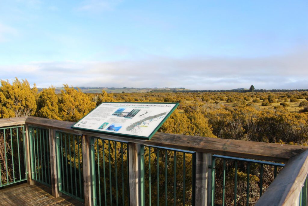 wooden deck overlooking a golden valley